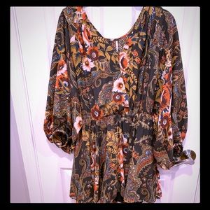 Free People mini tunic dress S floral/paisley